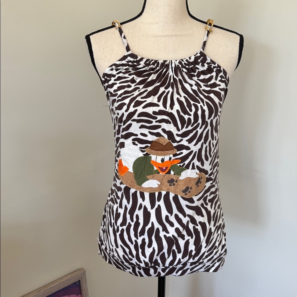 Michael Kors Zebra Print Tank Top with Cartoon Character